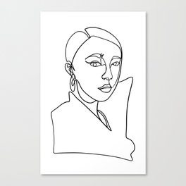 Line art woman portrait Canvas Print