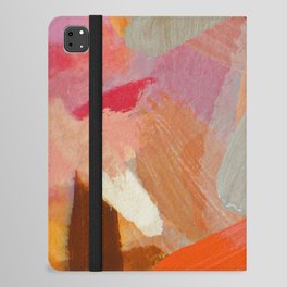 abstract splatter brush stroke painting texture background in orange pink brown iPad Folio Case