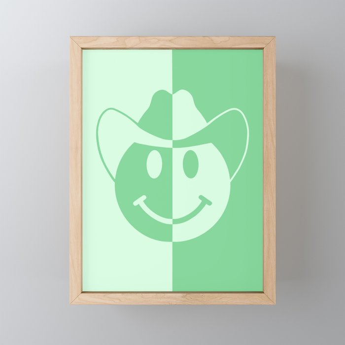 Smiley Cowboy - Green Framed Mini Art Print