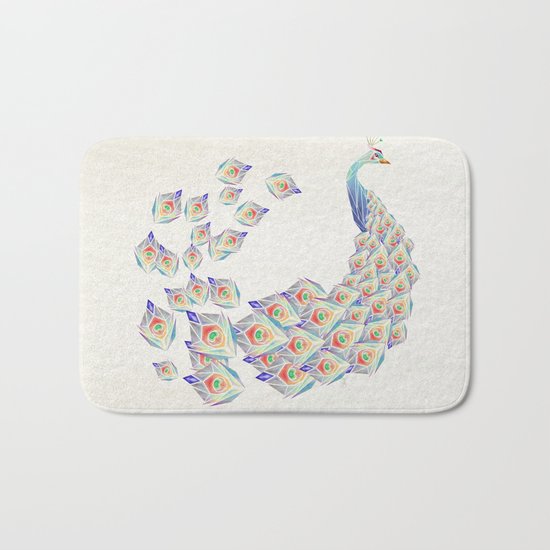 white peacock Bath Mat