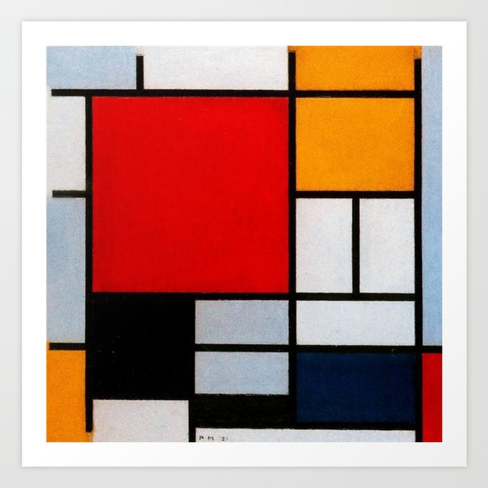 Piping kaptajn ufravigelige Composition with Large Red Plane, Yellow, Black, Gray and Blue by Piet  Mondrian Art Print by retroartfunkpop | Society6