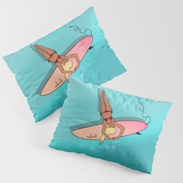 The Ocean Is My Happy Place | Surfer Girl Illustration Pillow Sham