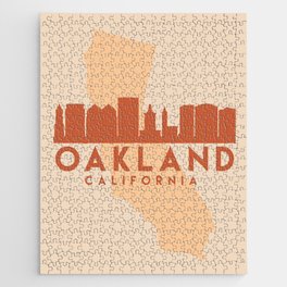 OAKLAND CALIFORNIA CITY MAP SKYLINE EARTH TONES Jigsaw Puzzle