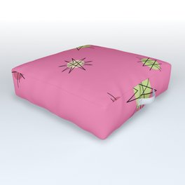 Atomic Age Starburst Planets Bright Pink Red Lime Green Outdoor Floor Cushion