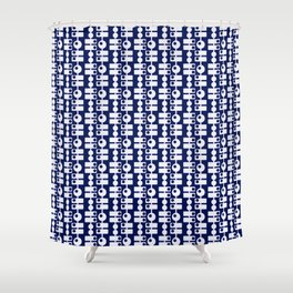 "Flat" White on Blue Shower Curtain