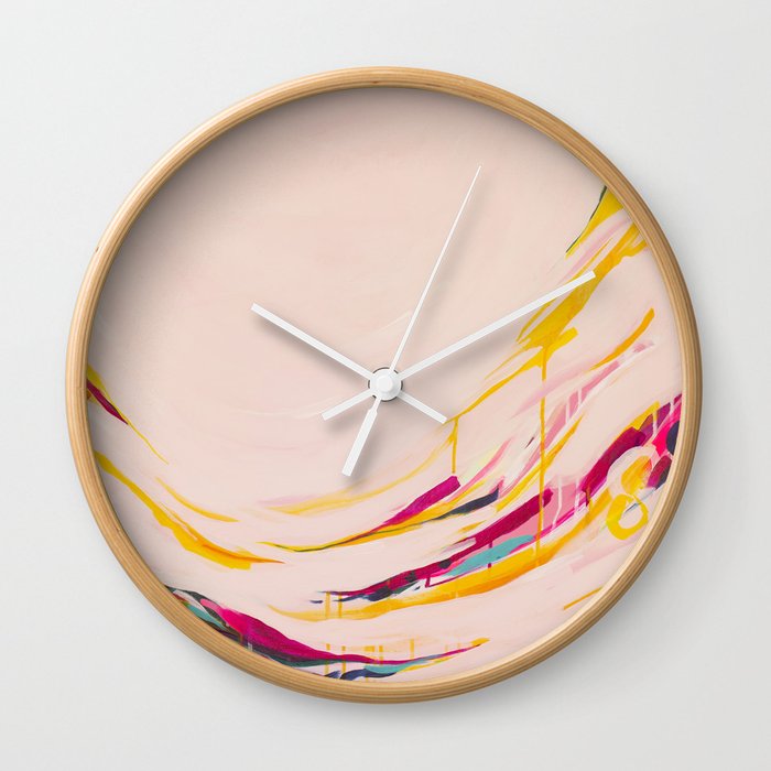 Miss Marmalade Rose - Abstract painting by Jen Sievers Wall Clock