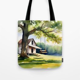 Carefree #1 tree swing rural art Tote Bag