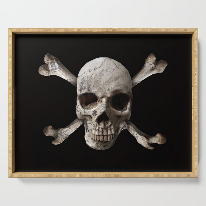 Jolly Roger - Black and Bone Serving Tray