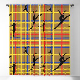 Dancing like Piet Mondrian - New York City I. Red, yellow, and Blue lines on the brown background Blackout Curtain