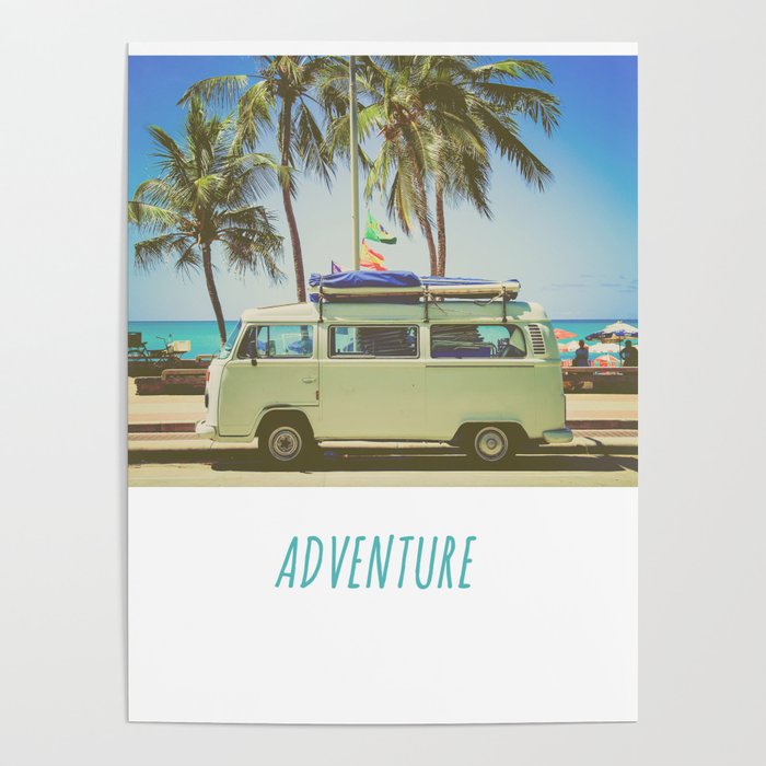 verkenner Hoofdkwartier Trots Surf Van Road Trip Beach California Poster by Joolsdesigns | Society6