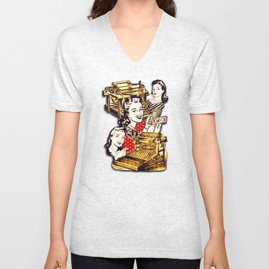 Quirky Office Gals Unisex V-Neck