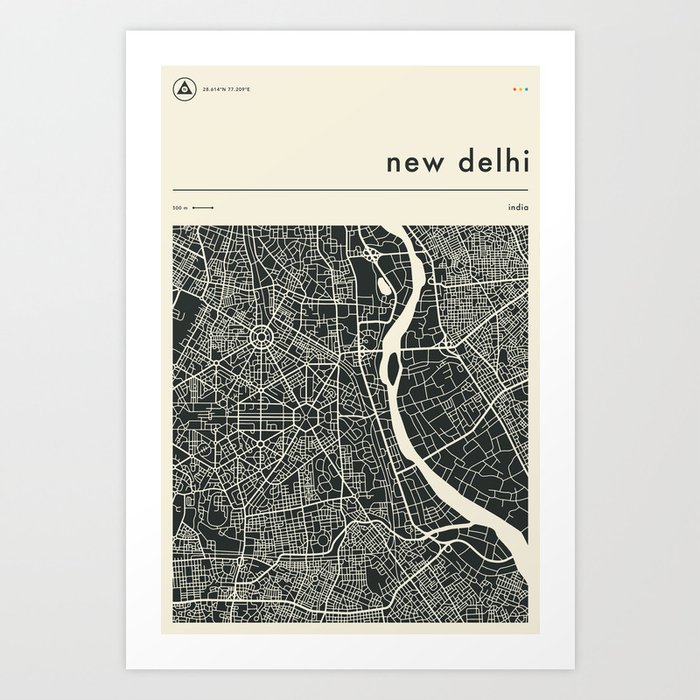 NEW DELHI MAP Art Print