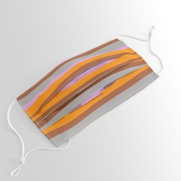 [ Thumbnail: Dark Grey, Plum, Dark Orange, and Sienna Colored Striped/Lined Pattern Face Mask ]