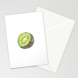 painting half kiwi fruit isolated on a white background. watercolor illustration Stationery Cards