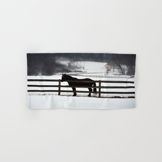 Horse in the Winter Fog Hand & Bath Towel