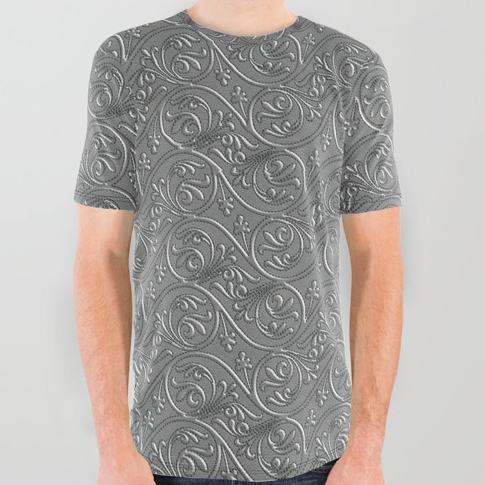 Silver-Waves All Over Graphic Tee