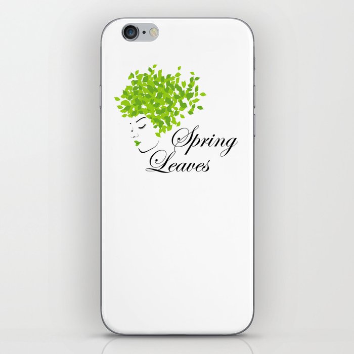 Mother nature with green leaves of spring as her hair- earth day iPhone Skin
