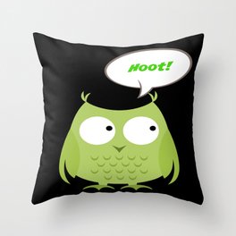 Owl Cartoon - Hoot Throw Pillow