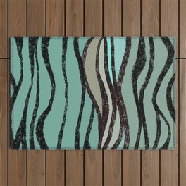Inky Seagrass Abstract in Vintage Teal  Outdoor Rug