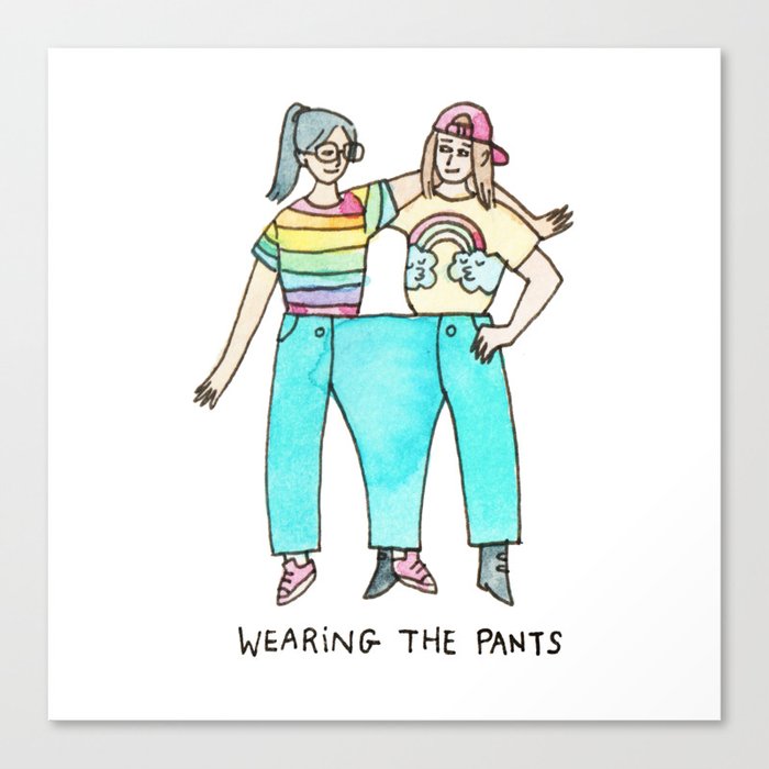 Wearing the Pants - lesbian / feminist / sapphic / lgbt art Canvas Print