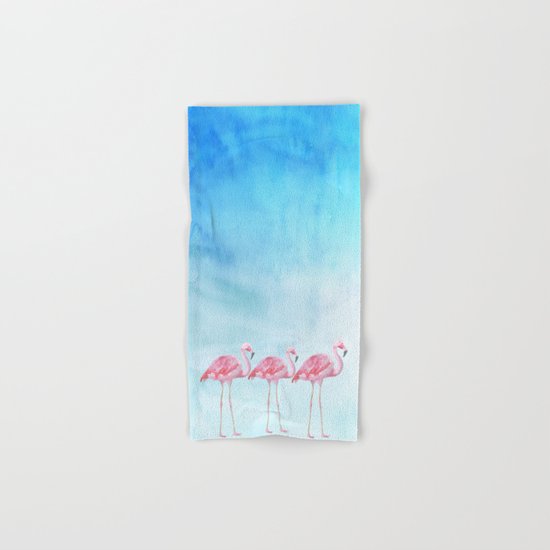 Flamingo bird summer lagune - watercolor illustration Hand & Bath Towel