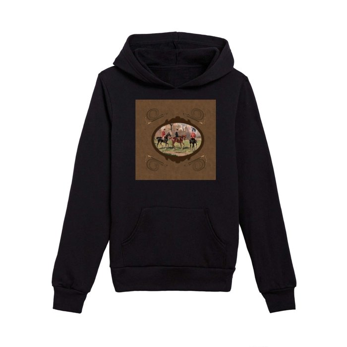 Leather foxhunt and whips Kids Pullover Hoodie