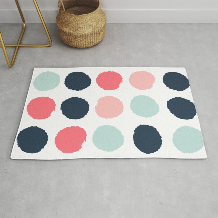 Dots painted coral mint navy pink pattern dotted polka dot minimalist ...