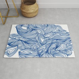 Blue To No End Rug | Print, Blue, Waves, Drawing, Shirt, Kaplan, Acrylic, Curated, Ink Pen, Pattern 