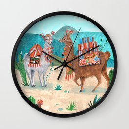 Cute llamas California sierra nevada desert Wall Clock