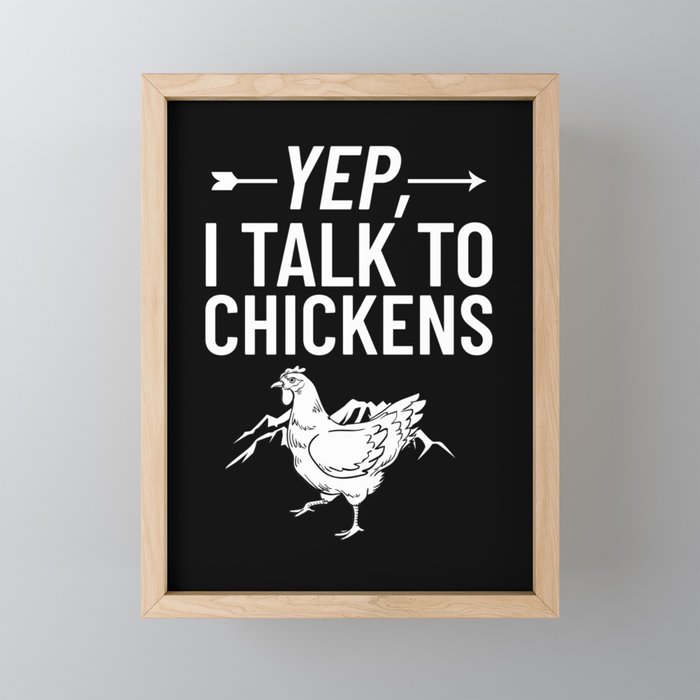 Chicken Farmer Gardening Lady Hen Framed Mini Art Print