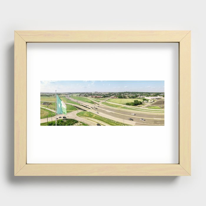 City of Denton, Texas Panoramic with UNT Recessed Framed Print