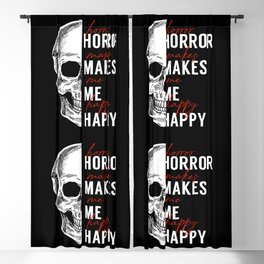 Skull Horror Makes Me Happy Black White Red Blackout Curtain