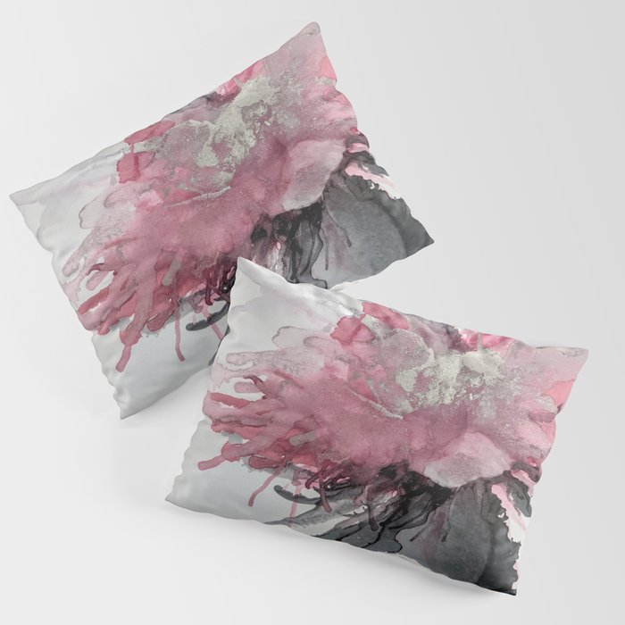 Ink Flower Pink Pillow Sham