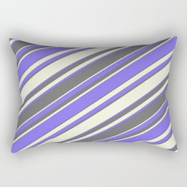 [ Thumbnail: Medium Slate Blue, Dim Gray, and Beige Colored Stripes Pattern Rectangular Pillow ]
