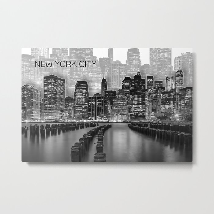MANHATTAN Skyline | Graphic Art | white Metal Print