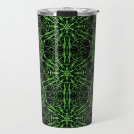 Liquid Light Series 11 ~ Green Abstract Fractal Pattern Travel Mug