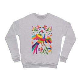 Mexican Otomí Flying Bird Composition / Colorful & happy art by Akbaly Crewneck Sweatshirt
