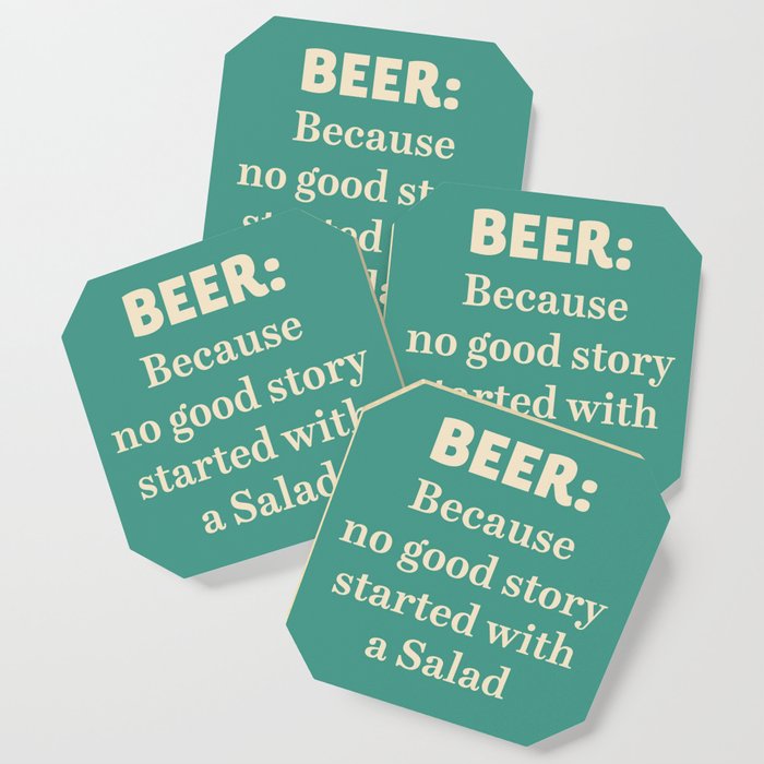 Beer illustration quote, vintage Pub sign, Restaurant, fine art, mancave, food, drink, private club Coaster