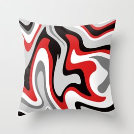 Mid Century Modern Liquid Abstract // Red, Gray, Black and White Throw Pillow