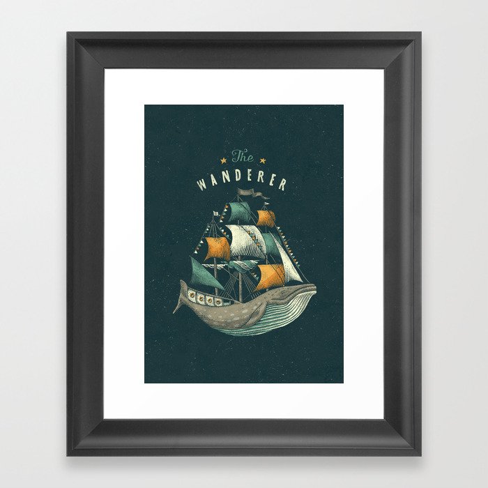Whale | Petrol Grey Framed Art Print