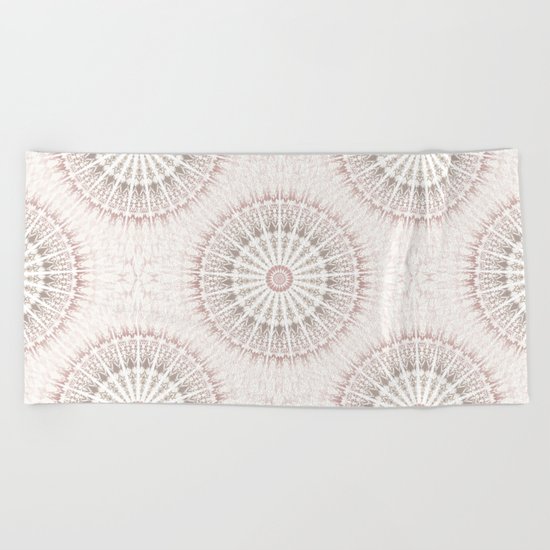 Cream Rose Mandala Beach Towel