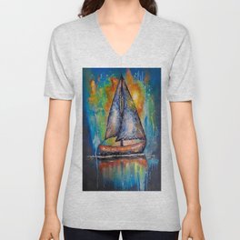 Abstract Boat V Neck T Shirt