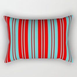 [ Thumbnail: Turquoise & Red Colored Lines Pattern Rectangular Pillow ]