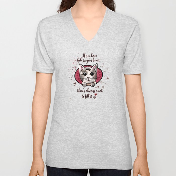 Cat in your heart V Neck T Shirt
