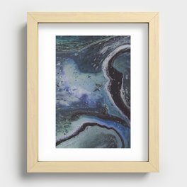 Blue Green Modern Art Abstract Marble Painting Recessed Framed Print