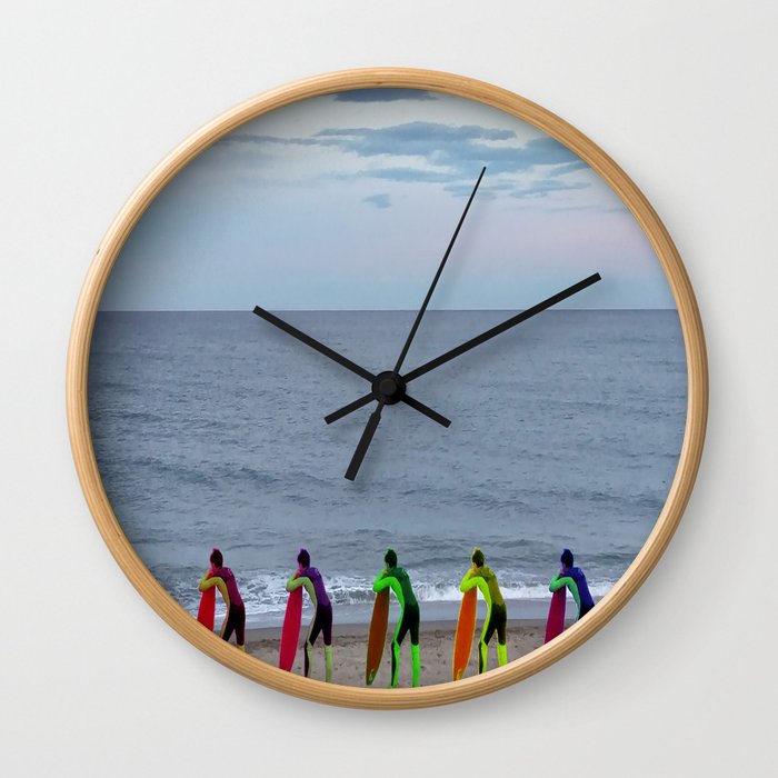 Patient Surfer - Neon - Waiting In Line Wall Clock
