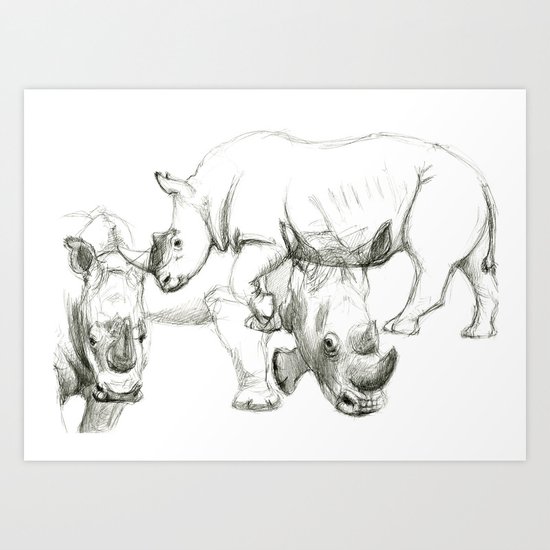 Rhinoceros study SK045 Art Print