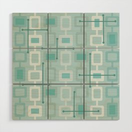 Retro 1950s Geometric Pattern Mint Green Wood Wall Art