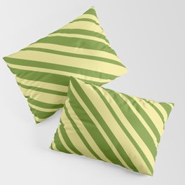 [ Thumbnail: Green and Tan Colored Stripes Pattern Pillow Sham ]