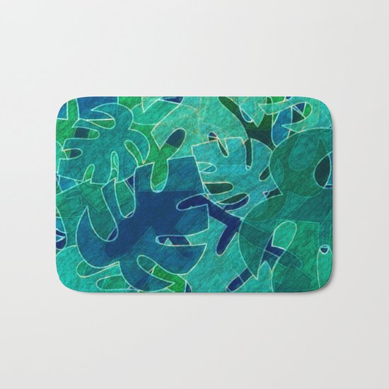 Monstera leaves in Abstract Bath Mat